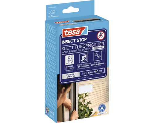 Tesa Insect Stop Klett sieť proti hmyzu Premium, maximálna veľkosť 170 x 180 centimetrov