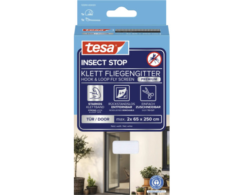 Tesa Insect Stop suchý zips sieťka proti hmyzu do dverí, maximálna veľkosť 2x 65 x 250 cm