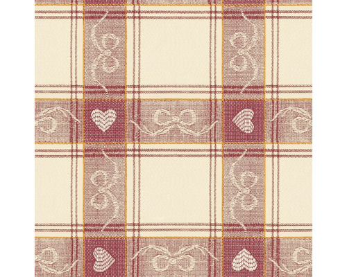 Detailná fotografia látky so štvorcovým vzorom, motívom srdca a vzorom mašlí