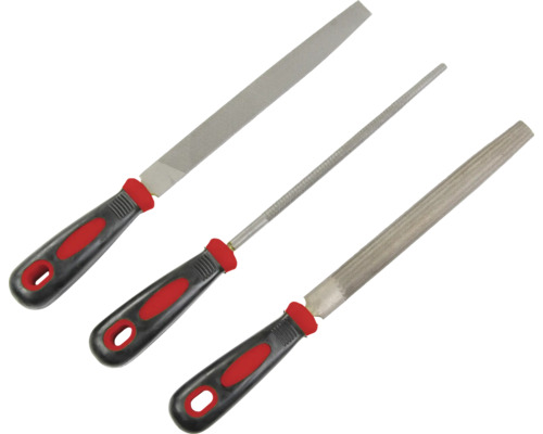 Sada troch ručných pilníkov s rukoväťou