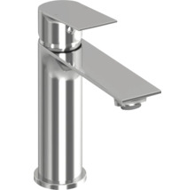 Páková umývadlová batéria v chrómovom vyhotovení s plochým výtokom a plochou pákou.