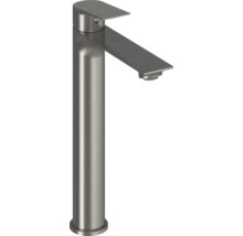 Vysoká umývadlová batéria vo vzhľade brúsenej nerezovej ocele, páková batéria pre umývadlovú misu, moderný dizajn.