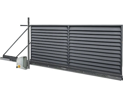 Posuvná brána POLBRAM LORA 4 m 1,5 m motor WGBRP‑T000625 Elektrická kovová posuvná brána s horizontálnymi lamelami a pohonom.
