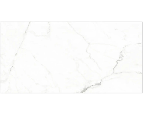 Biela dlaždica s mramorovým vzhľadom so sivým žilkovaním.