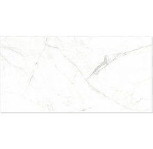 Biela keramická dlažba so vzhľadom mramoru a sivým žilkovaním.