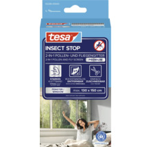 tesa Insect Stop 2 v 1 sieť proti peľu a hmyzu Premium pre okná, maximálne 130 na 150 centimetrov, so suchým zipsom.