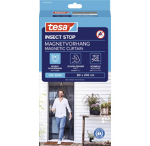 tesa Insect Stop magnetický záves na dvere, samozatvárací, 80 na 200 centimetrov, antracitová sieťovina.