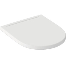 Biele WC sedadlo s plochým vekom v tvare D.