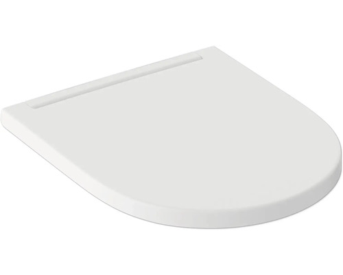 Biele WC sedadlo s plochým vekom v tvare D.