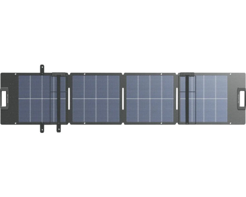 Skladací solárny panel EcoFlow so štyrmi solárnymi modulmi a integrovanými držadlami pre mobilné napájanie.