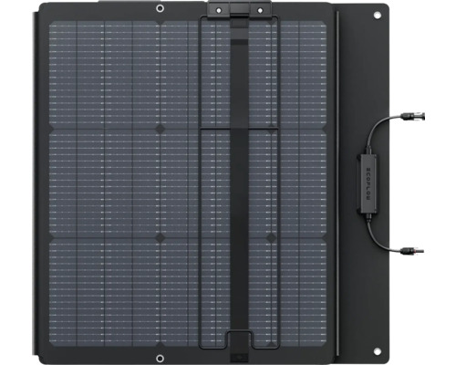 Prenosný solárny panel EcoFlow s pripojovacími káblami a upevňovacími okami.