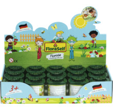 FloraSelf Logo na predajnom stojane Floralie záhradkárčenie s deťmi, kvetináče, ilustrácie detí, od troch rokov, Vyrobené v Nemecku.