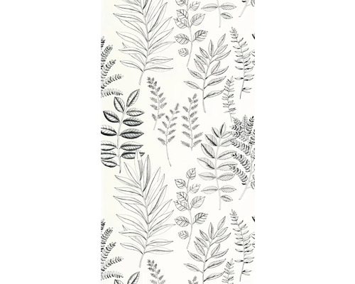 Vzor tapety s ručne kreslenými botanickými ilustráciami rôznych listov a konárov v štýle skice.