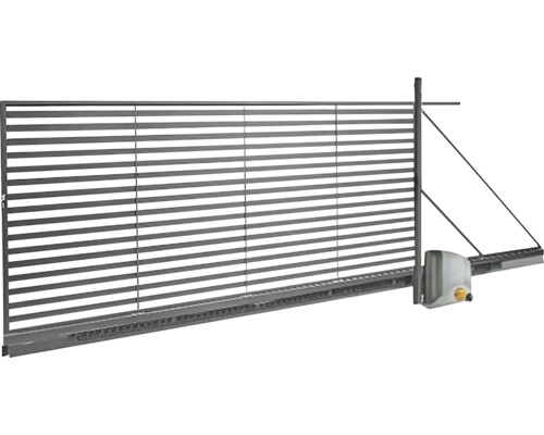 Posuvná brána JACOB s pohonom, pravá 400 cm x 150 cm antracit Elektrická posuvná brána s vodorovnými lamelami a pohonom.