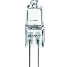 Halogénová žiarovka Osram G4 s kolíkovou päticou z číreho skla s viditeľným vláknom.