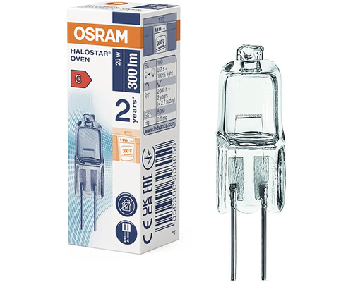Halogénová žiarovka do rúry Osram Halostar 20 Watt G4 300 lúmenov odolná do 300 stupňov Celzia.