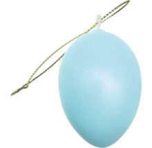 Modré veľkonočné vajíčko s pútkom na zavesenie na veľkonočnú dekoráciu.