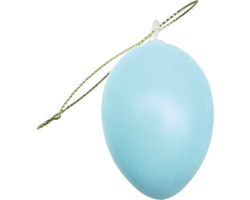 Modré veľkonočné vajíčko s pútkom na zavesenie na veľkonočnú dekoráciu.