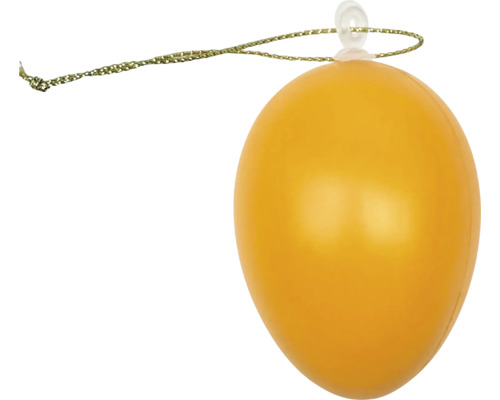 Žlté dekoratívne veľkonočné vajíčko z plastu so zlatou šnúrkou na veľkonočnú výzdobu.
