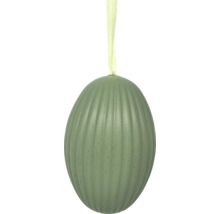 Rebrované dekoratívne veľkonočné vajíčko na zavesenie so stuhou a štruktúrovaným povrchom.