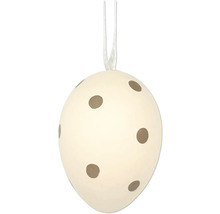 Dekoratívne veľkonočné vajíčko na zavesenie s bodkovaným vzorom.