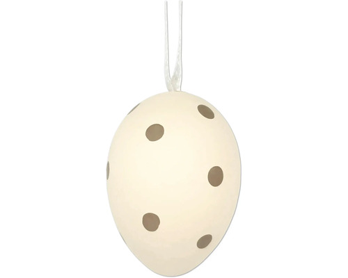 Dekoratívne veľkonočné vajíčko na zavesenie s bodkovaným vzorom.