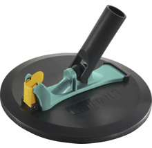 Wolfcraft okrúhla ručná brúska s pripojením pre teleskopickú tyč na brúsenie sadrokartónu.