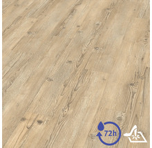 Laminátová podlaha s rustikálnym vzhľadom dreva a hrčami. Vodoodolnosť až 72 hodín a vhodná na mokré čistenie.