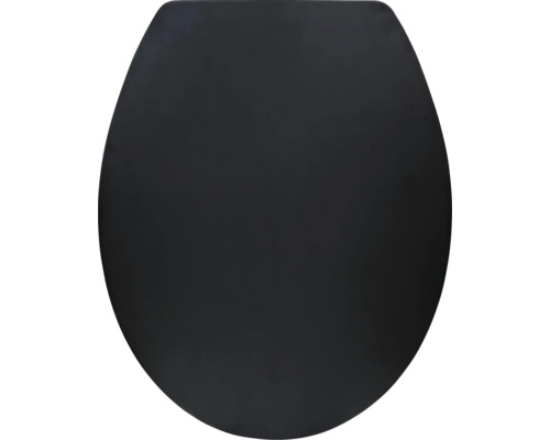 WC sedadlo v čiernej farbe, oválny tvar, uzavreté veko.