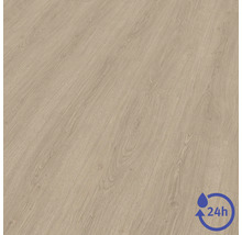 Laminátová podlaha s dekórom duba a štruktúrou dreva, vodoodolná až 24 hodín.