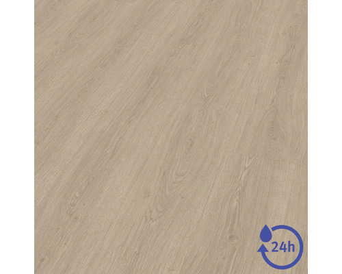 Laminátová podlaha s dekórom duba a štruktúrou dreva, vodoodolná až 24 hodín.