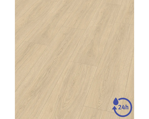 Laminátová podlaha so vzhľadom dubu s 24-hodinovou odolnosťou voči vode.
