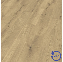 Laminátová podlaha so vzorom dreva, odolná voči vode 24 hodín.