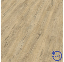Laminátová podlaha so vzhľadom svetlého duba s kresbou dreva. Vodeodolná až 24 hodín.