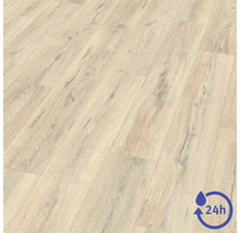 Laminátová podlaha so vzhľadom svetlého duba s 24-hodinovou ochranou proti vode.