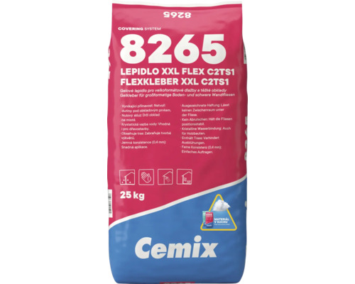 Cemix Lepidlo XXL Flex 8265, 25 kilogramov, gélové lepidlo pre veľkoformátové dlažby a ťažké obklady, klasifikácia C2TS1.