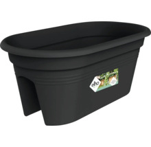 Balkónový truhlík elho z plastu na zábradlie, čierny.