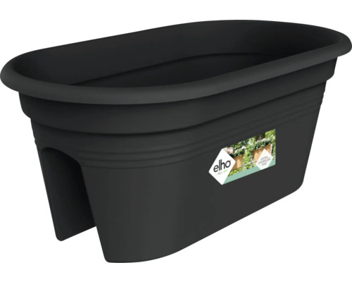 Balkónový truhlík elho z plastu na zábradlie, čierny.