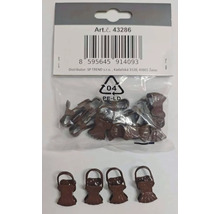 Hnedé štipce na záclony s očkom, balenie v plastovom vrecku.