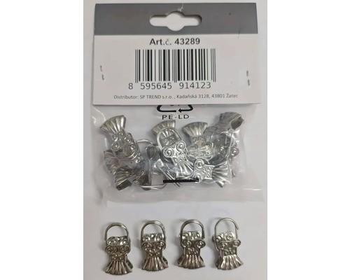 Dekoratívne kovové štipce na záclony so závesnými očkami.