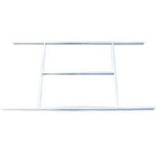 Biely kovový základový rám pre záhradné domčeky alebo skleníky.