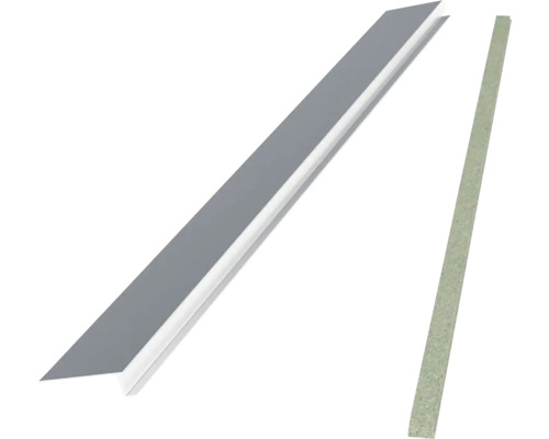 Kovový rohový profil s príslušným tesniacim pásikom pre stavebné a montážne práce.