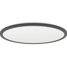 Okrúhle LED stropné svietidlo s tmavosivým rámom a bielym tienidlom pre moderný interiér.