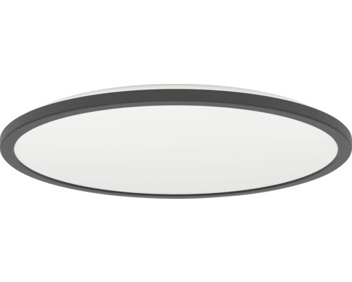 Okrúhle LED stropné svietidlo s tmavosivým rámom a bielym tienidlom pre moderný interiér.