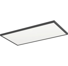 Obdĺžnikový LED panel s čiernym rámom a bielou svetelnou plochou.