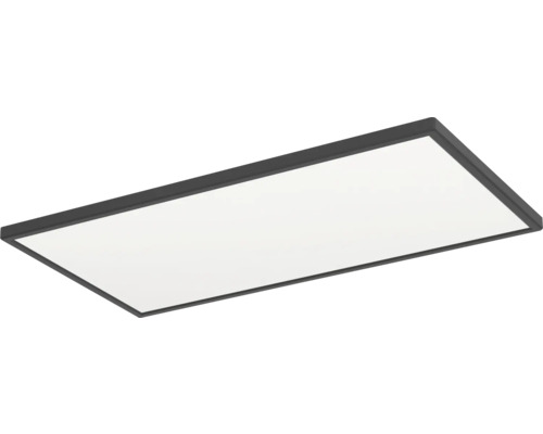 Obdĺžnikový LED panel s čiernym rámom a bielou svetelnou plochou.