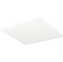 Štvorcový LED panel s bielym rámom na montáž na strop.