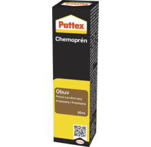 Lepidlo na obuv Pattex Chemoprén, 50 mililitrov, pre pevný a pružný priehľadný spoj, Henkel Logo.