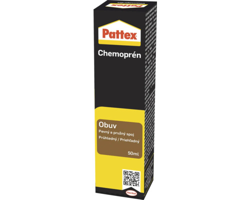 Lepidlo na obuv Pattex Chemoprén, 50 mililitrov, pre pevný a pružný priehľadný spoj, Henkel Logo.