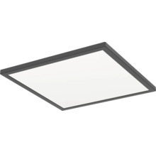 Štvorcový LED panel s tenkým čiernym rámom a bielou svetelnou plochou.